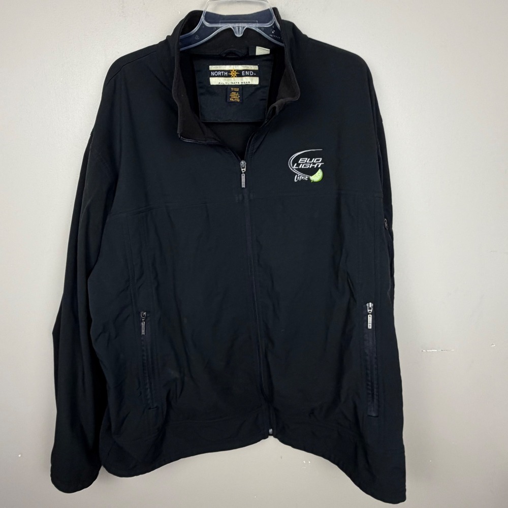 North End Bud Light Lime Softshell Jacket Mens XXL Black Full Zip Fleece Lined